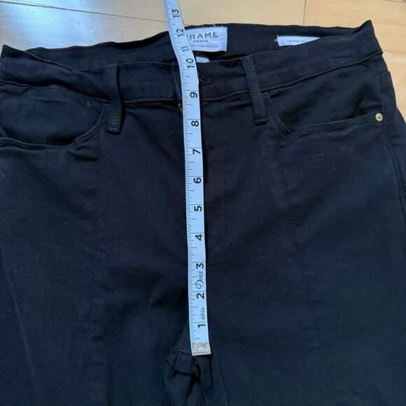 FRAME Le High Skinny Split Zip-Hem Ankle Jeans in Noir 29 - Picture 5 of 12